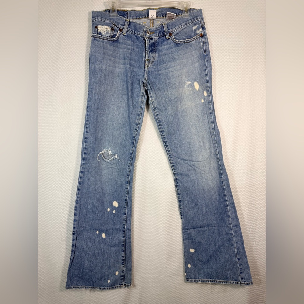Vintage Lucky Brand Dream Jean Light Blue Paint-Splatter Flare Jeans
